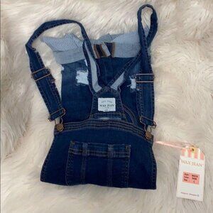 Wax Dark Blue Distressed Denim Overall Shorts